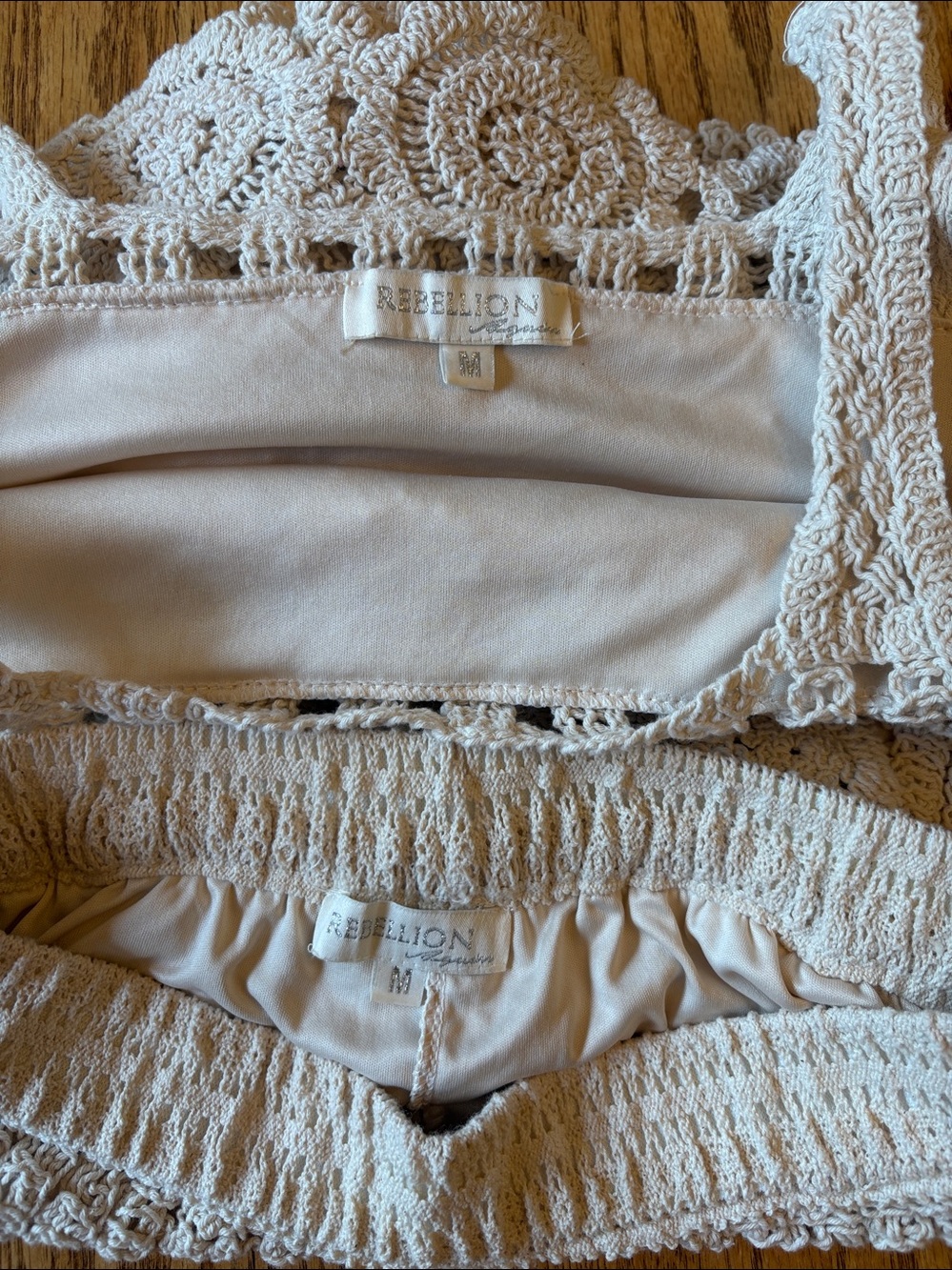 Rebellion Cream Crochet Crop Top and Short Set - Picture 4 of 4